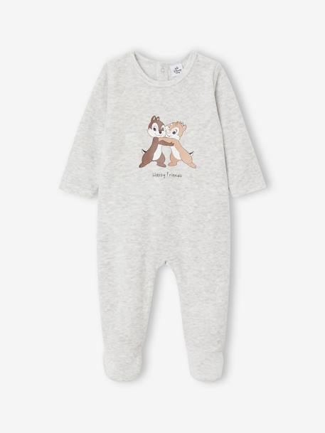 Pijama para bebé Disney® Chip y Chop de terciopelo gris jaspeado 