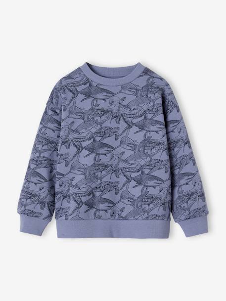 Sudadera con dibujos para niño azul grisáceo+verde 