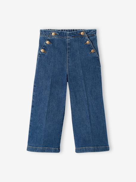 Pantalón pesquero ancho con puente para niña denim natural+doble stone 