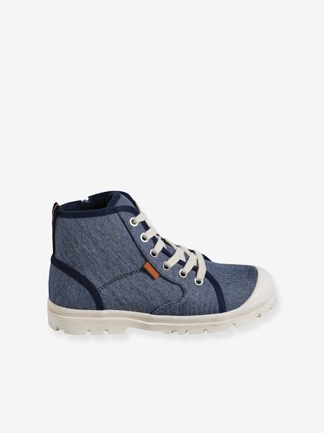 Zapatillas de caña alta de lona con suela dentada infantiles azul jeans 