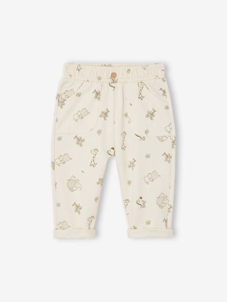 Pantalón de felpa estampado para bebé caqui+crudo 