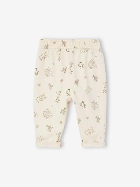 Pantalón de felpa estampado para bebé caqui+crudo 