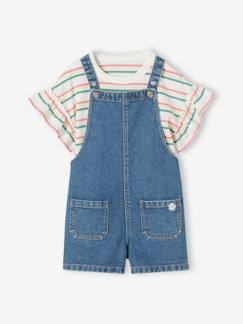 Niña-Monos, petos-Conjunto camiseta + peto vaquero para niña