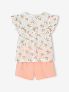 Niña-Conjunto de fiesta para niña - Blusa con volantes y short de gasa