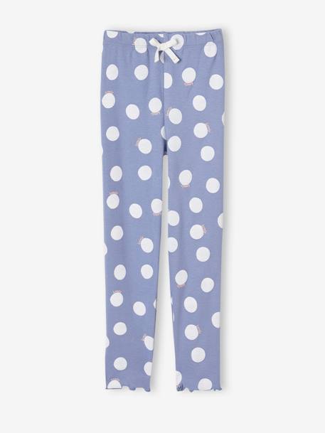 Leggings estampados de canalé niña azul chambray+azul marino+crudo+rosa viejo 