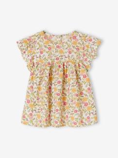 Niña-Camisas y Blusas-Blusa de manga corta con volantes y motivos de flores para niña