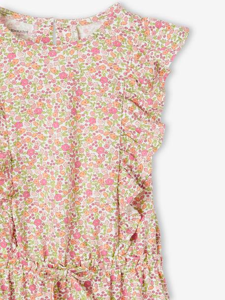 Vestido estampado con volantes, para niña azul claro+rosa+VERDE OSCURO ESTAMPADO 