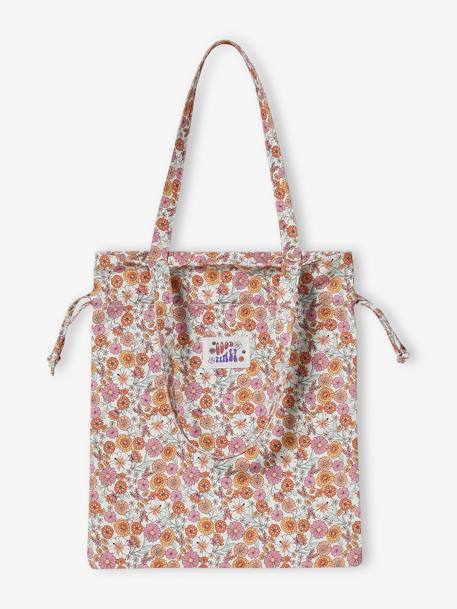 Bolso tote con flores albaricoque maquillaje 