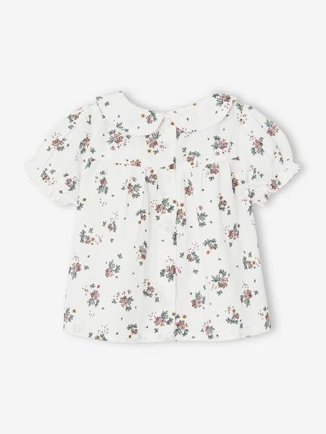 Camiseta de manga corta floral para bebé crudo 