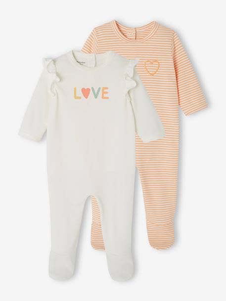 Pijamas y bodies bebé-Bebé-Pijamas-Pack de 2 pijamas de punto "love" para bebé recién nacido
