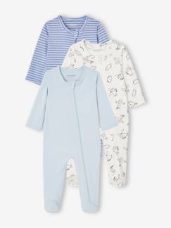 -Pack de 3 pijamas para bebé de punto con abertura con cremallera BASICS