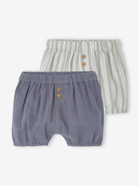 Bebé-Shorts-Pack de 2 bombachos de gasa de algodón para bebé