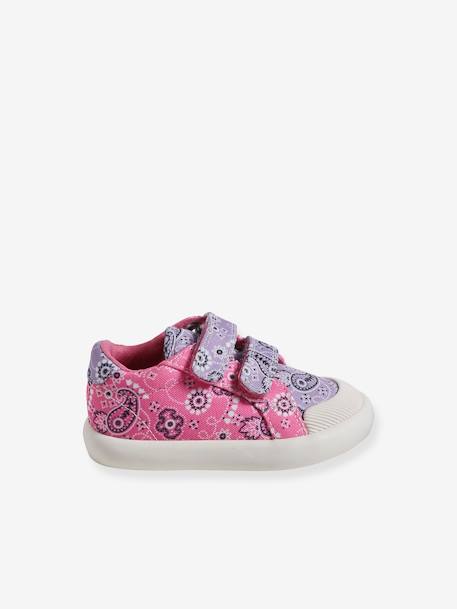 Zapatillas deportivas de lona con tiras autoadherentes bebé niña BLANCO CLARO LISO CON MOTIVOS+rosa estampado+violeta estampado 