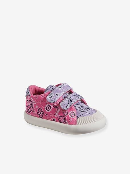 Zapatillas deportivas de lona con tiras autoadherentes bebé niña BLANCO CLARO LISO CON MOTIVOS+rosa estampado+violeta estampado 