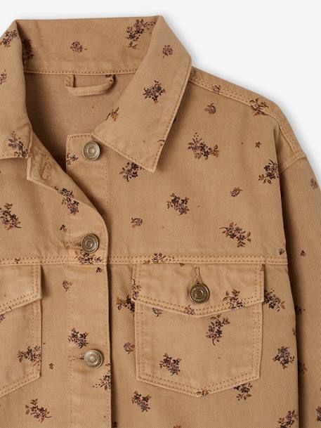 Chaqueta de flores para niña beige estampado 