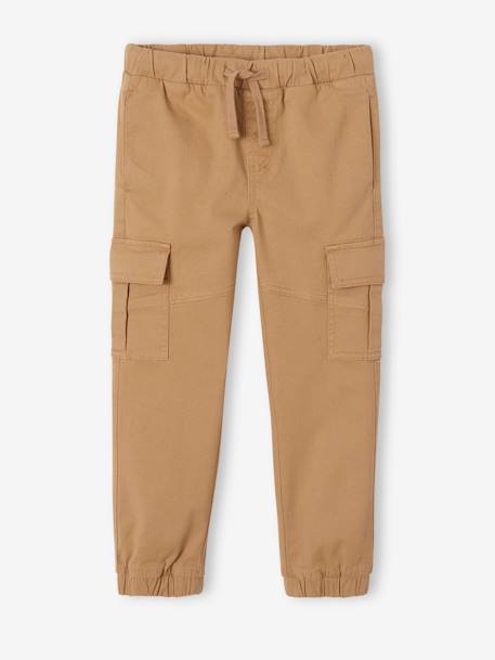 Pantalón cargo fácil de vestir para niño azul hielo+marrón grisáceo+VERDE OSCURO LISO CON MOTIVOS 