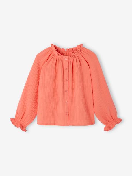 Blusa amplia de gasa de algodón para niña coral 