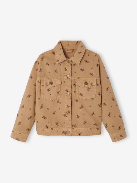 Chaqueta de flores para niña beige estampado 