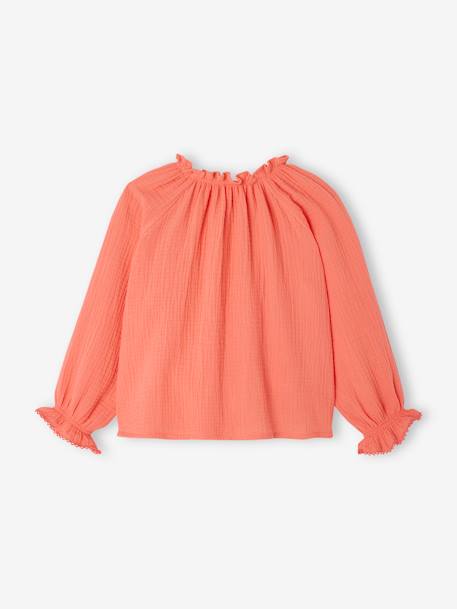 Blusa amplia de gasa de algodón para niña coral 