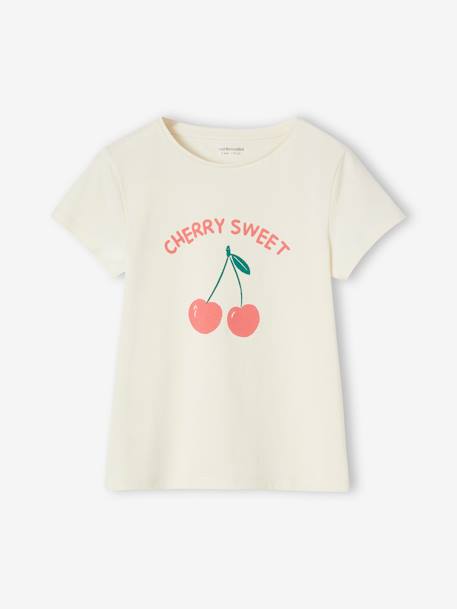 Camiseta con mensaje, para niña fresa+rojo+vainilla 