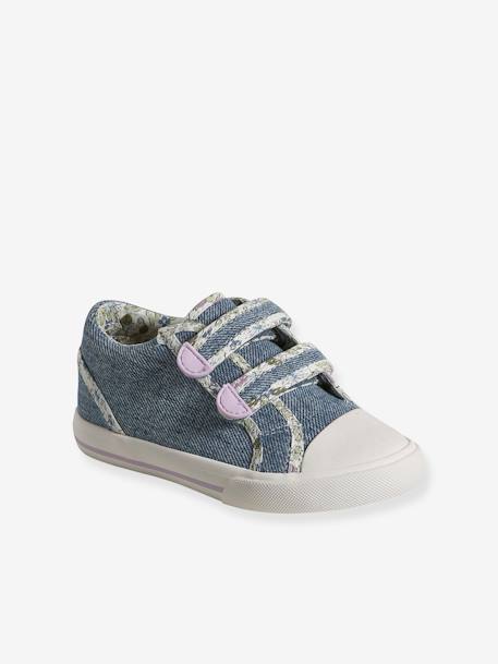 Zapatillas con cierre autoadherente especial autonomía para niña AMARILLO MEDIO ESTAMPADO+azul jeans+azul pálido+rosa estampado 