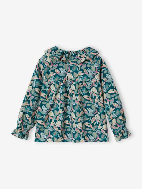 Blusa con estampado de flores para niña crudo+rosa+verde agua+verde pino 