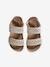 Sandalias infantiles con cierre autoadherente y efecto ganchillo beige 