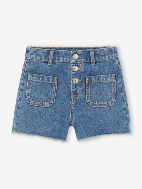 Short vaquero con bajo deshilachado para niña stone 