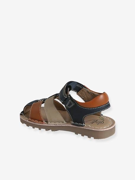 Sandalias infantiles de piel con cierre autoadherente de la colección de maternidad beige+lote azul 