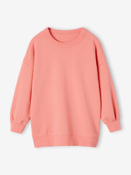 Sudadera larga con motivo grande detrás para niña coral 