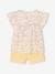 Conjunto blusa de flores y short de gasa de algodón para niña amarillo pastel+vainilla 