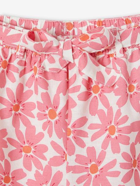 Pantalón pesquero ancho estampado para niña crudo+cuadros rojos 