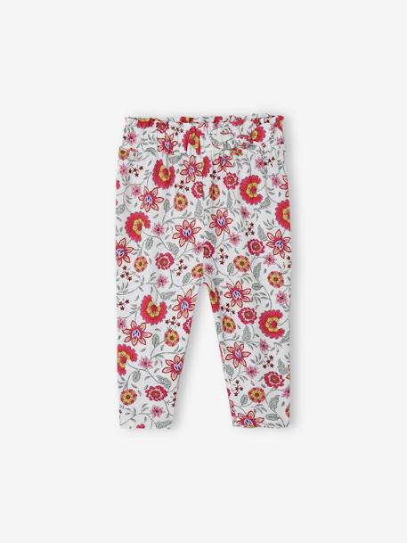 Pantalón floral con cintura elástica para bebé crudo 