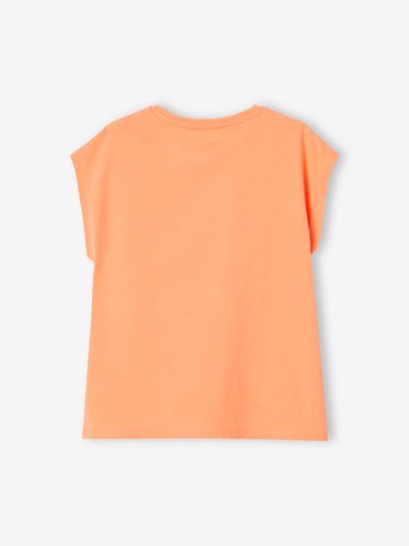 Camiseta lisa Basics de manga corta para niña coral+mandarina 