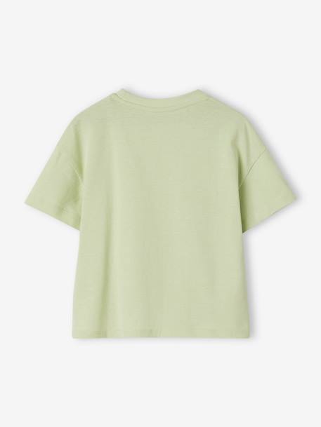 Camiseta lisa Basics de manga corta para niña rosa chicle+verde almendra 