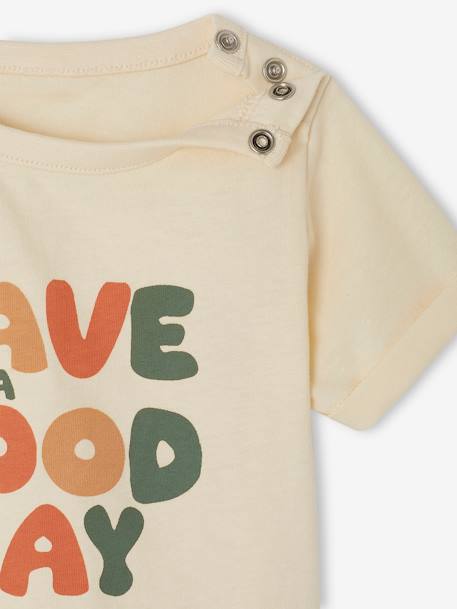 Conjunto de camiseta estampada + short baggy para bebé BLANCO CLARO LISO CON MOTIVOS+caqui 