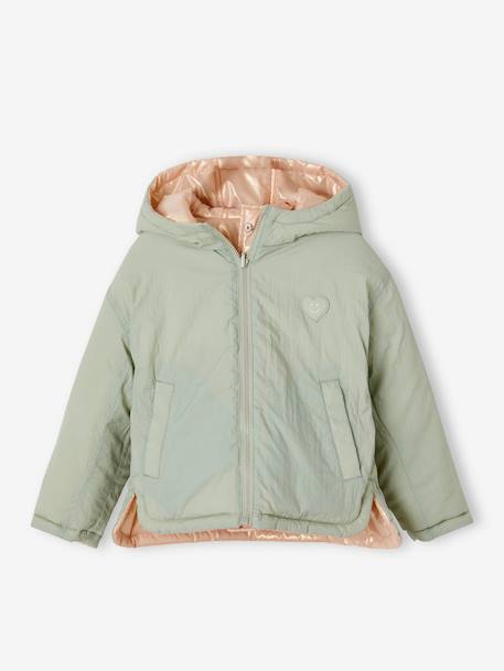 Parka reversible con capucha para niña verde sauce 