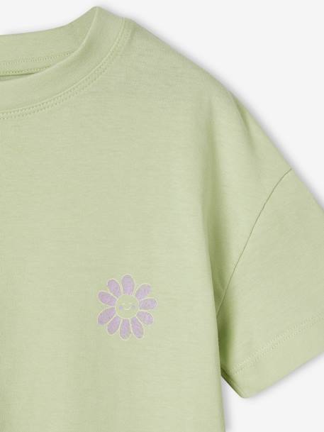 Camiseta lisa Basics de manga corta para niña rosa chicle+verde almendra 