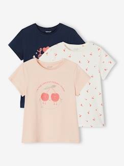 Niña-Camisetas-Pack de 3 camisetas surtidas con detalles irisados, para niña