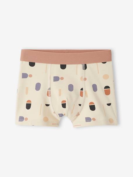 Pack de 5 boxers stretch estampado gráfico de algodón orgánico, niño crudo 