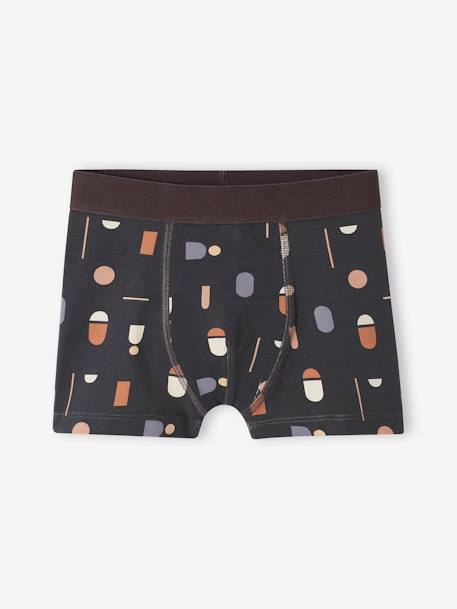 Pack de 5 boxers stretch estampado gráfico de algodón orgánico, niño crudo 