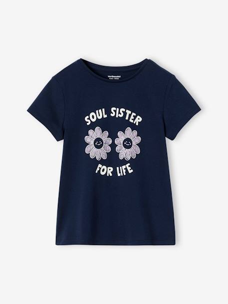 Camiseta con mensaje, para niña azul marino+coral+crudo+fresa+rojo+vainilla+verde pino 