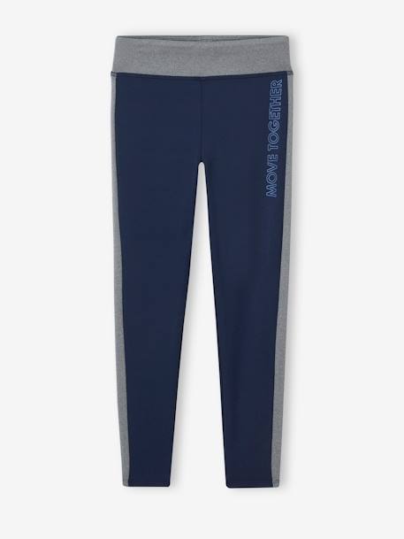 Leggings deportivos con bandas laterales, para niña azul marino+AZUL OSCURO LISO+gris jaspeado+rosa maquillaje+verde 