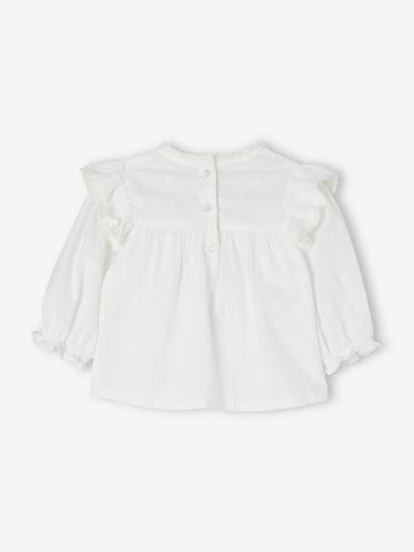 Blusa bordada de manga larga para bebé recién nacido blanco 