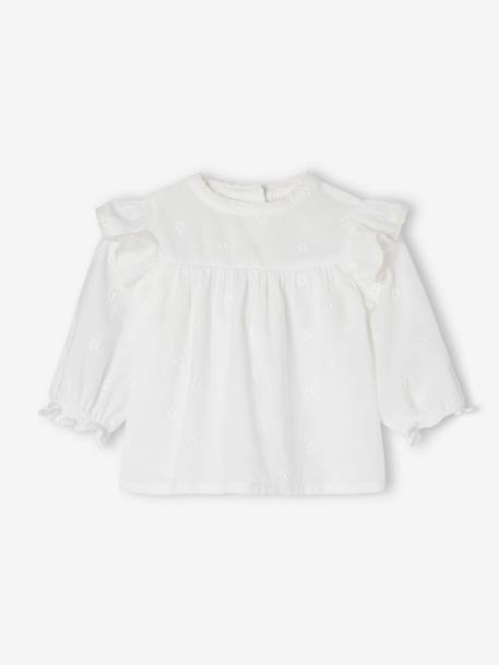 Blusa bordada de manga larga para bebé recién nacido blanco 