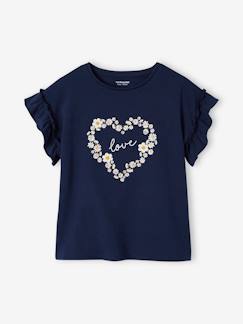 Niña-Camisetas-Camiseta con motivo irisado y manga corta con volantes para niña