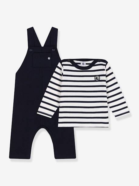 Bebé-Conjuntos-Conjunto peto y camiseta marinera PETIT BATEAU