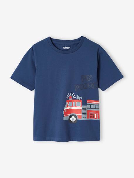 Pack de pijama + pijama con short bomberos para niño azul océano 