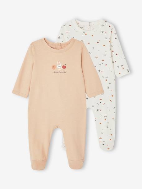 Pack de 2 pijamas de punto estampado para bebé recién nacido