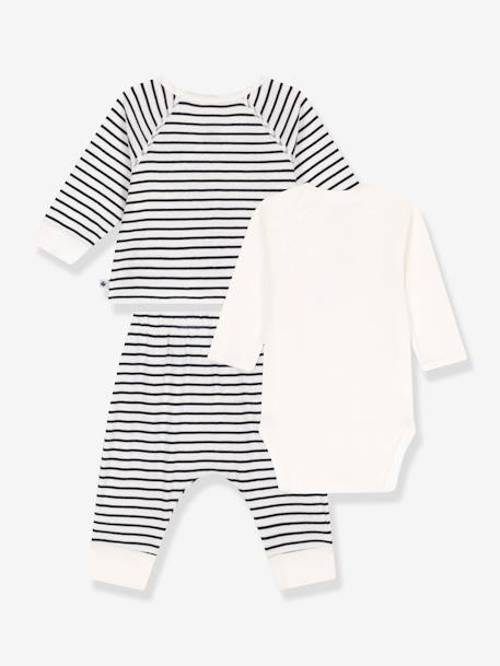 Conjunto para recién nacido 3 prendas - PETIT BATEAU azul marino 